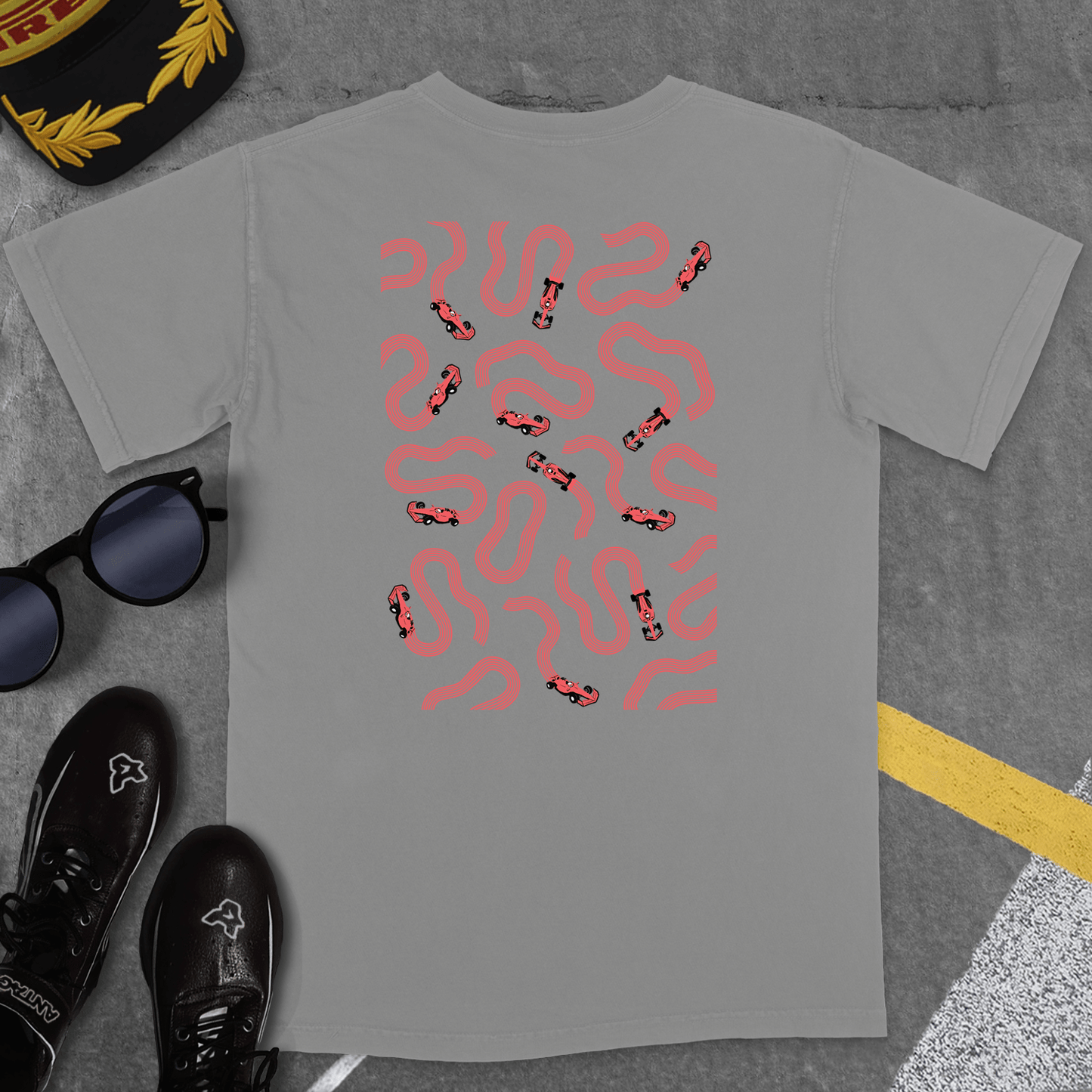 T-Shirt Grey / S JUST CARS GOING ROUND IN CIRCLES T-SHIRT