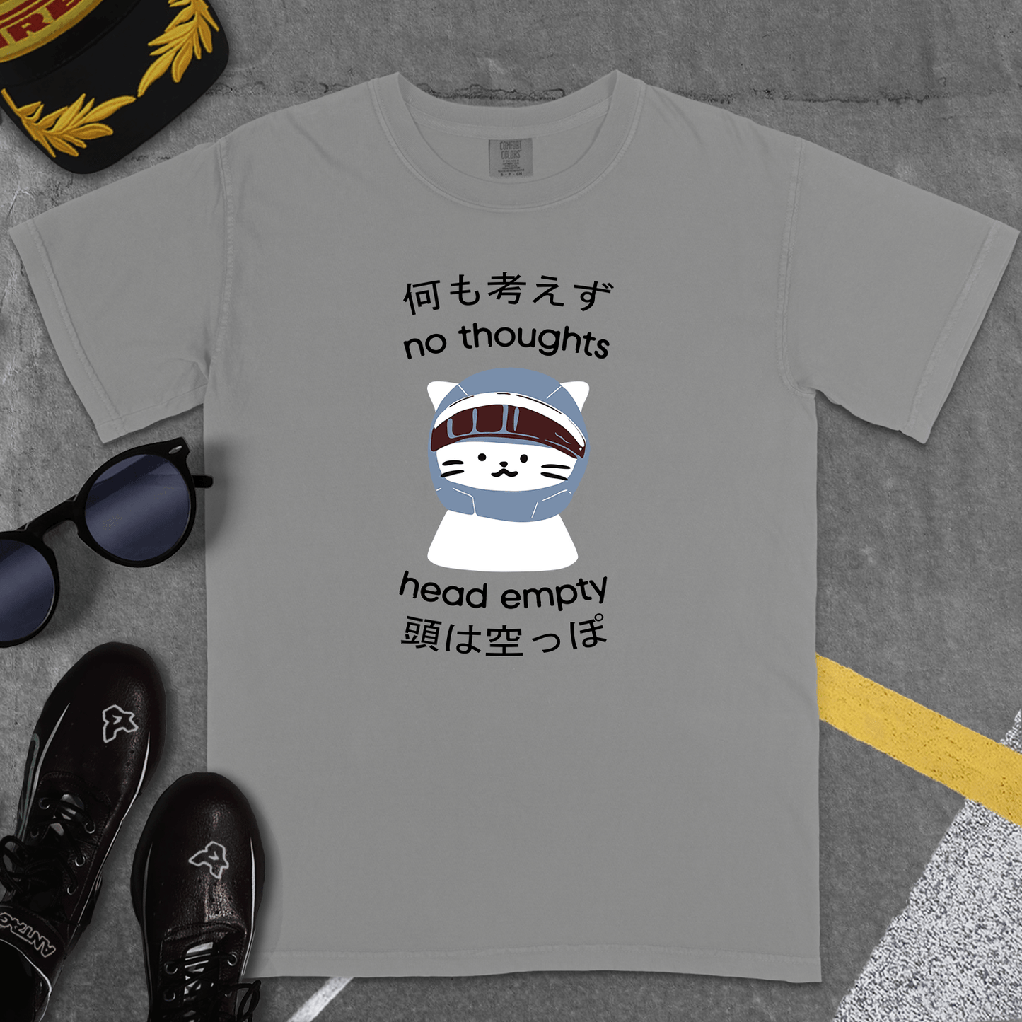 T-Shirt Grey / S NO THOUGHTS HEAD EMPTY T-SHIRT