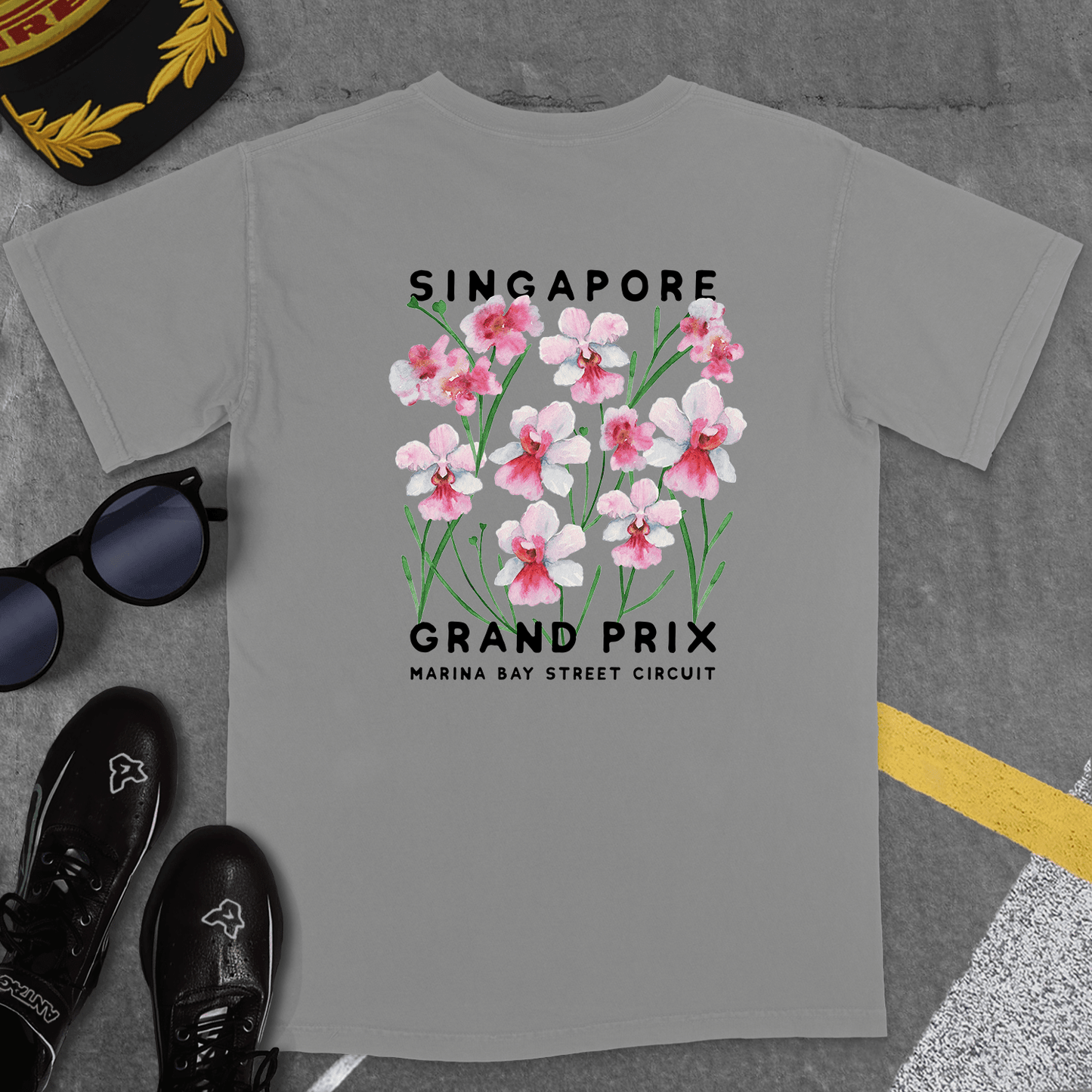 T-Shirt Grey / S SINGAPORE GP FLORAL T-SHIRT (VANDA MISS JOAQUIM)