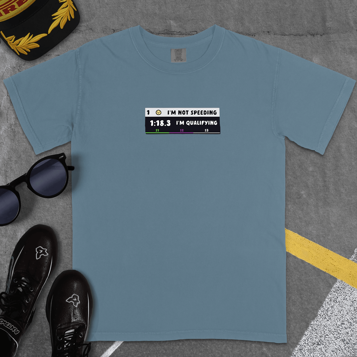 T-Shirt Ice Blue / S I'M NOT SPEEDING I'M QUALIFYING T-SHIRT