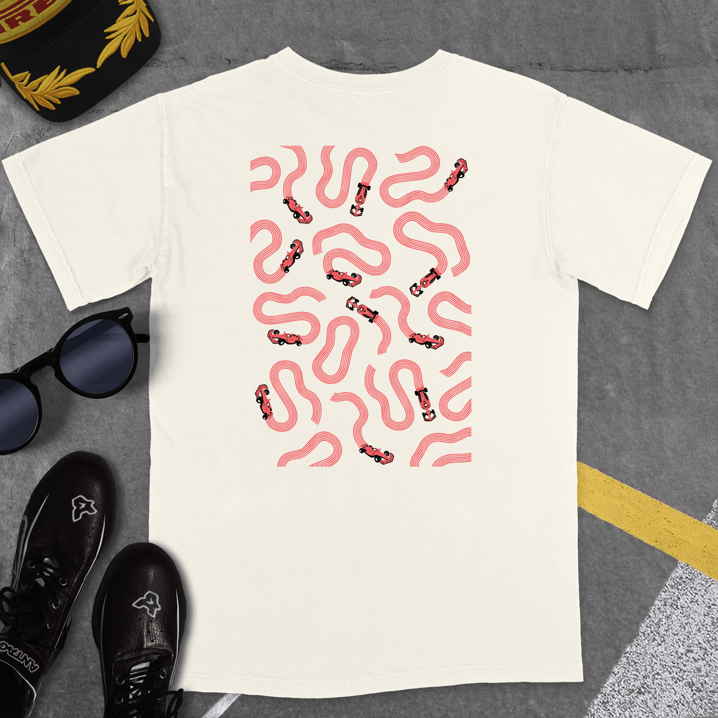 T-Shirt Ivory / S JUST CARS GOING ROUND IN CIRCLES T-SHIRT