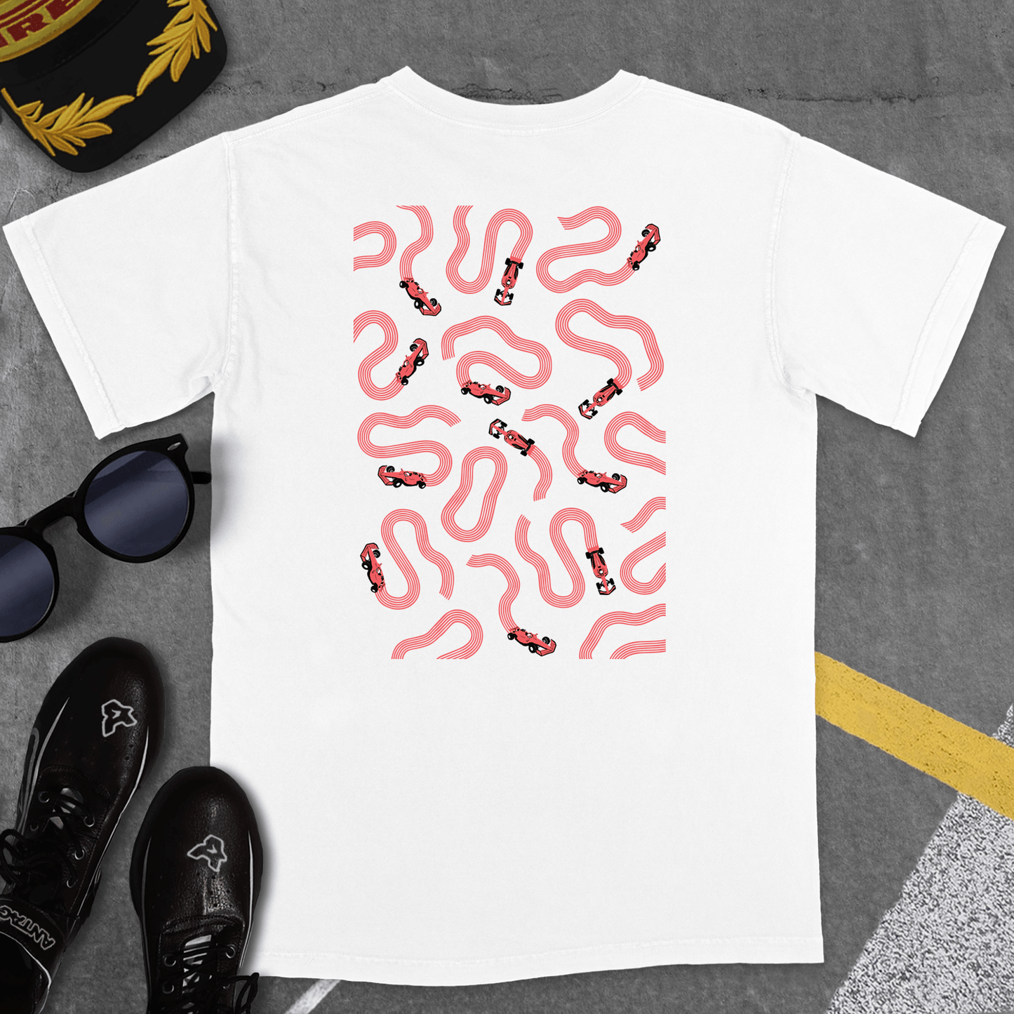 T-Shirt White / S JUST CARS GOING ROUND IN CIRCLES T-SHIRT